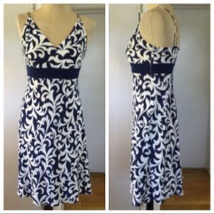 Ann Taylor 6 Navy Silk Paisley Dress Spaghetti